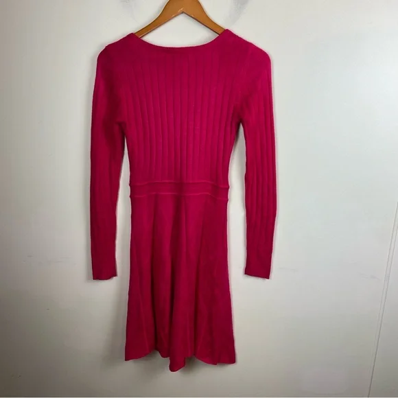 Jessica Simpson Fuchsia Pink Bright Long Sleeve A-Line Sweater Dress XS Fitted - Picture 4 of 11